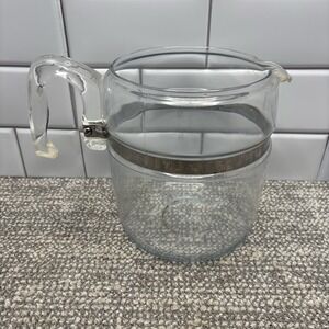 Pyrex VTG Glass Coffee Pot Stainless Steel Trim Acrylic Handle 9 Cup 7759